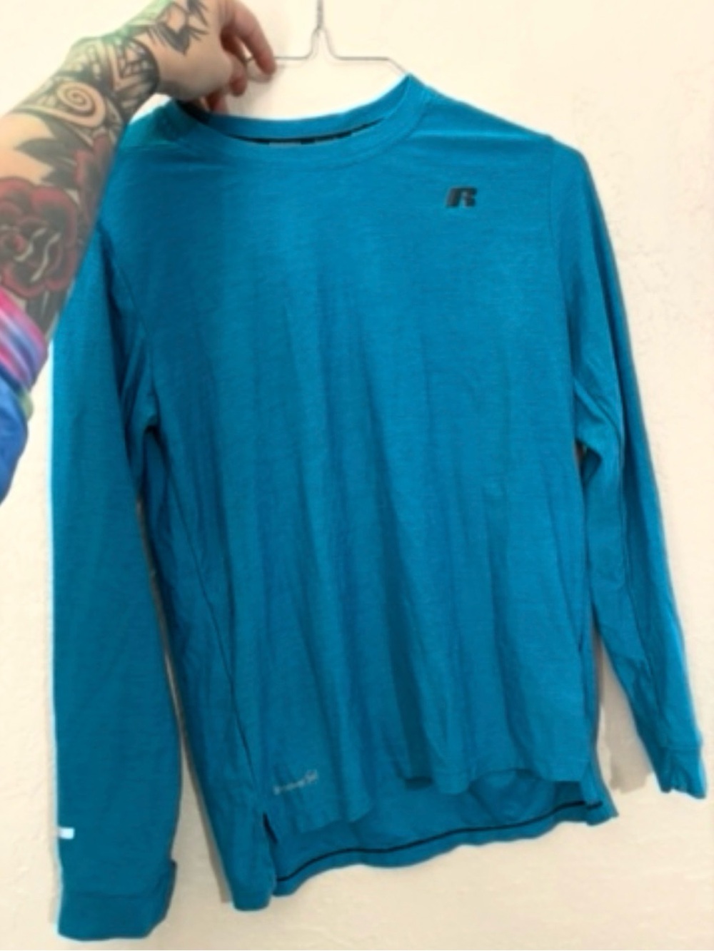 Russell Athletic boys  Long Sleeve Teal Crew Neck Shirt